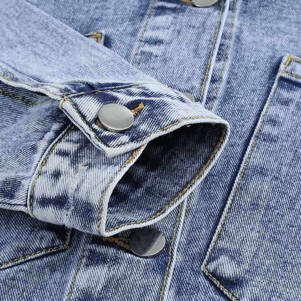 Buttoned Denim Jacket with Pockets - Picture 8 of 15